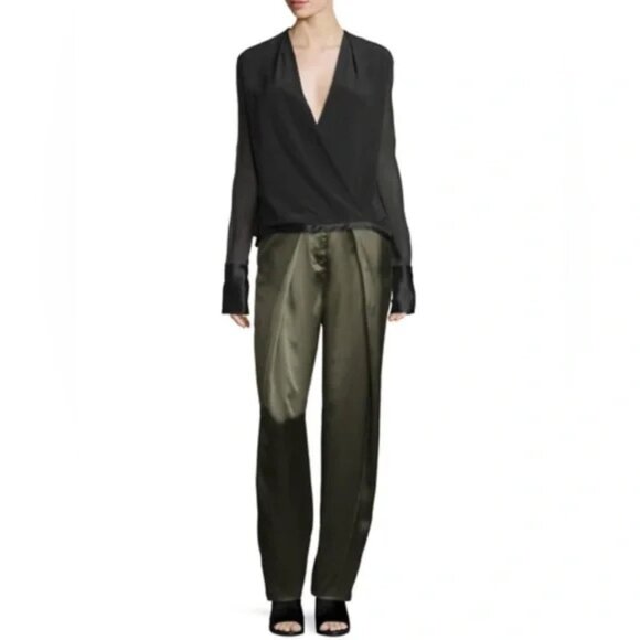 Rag & Bone Blaine Silk Chiffon Surplice V-neck Cocktail Holiday Sexy Blouse Top - Picture 4 of 12